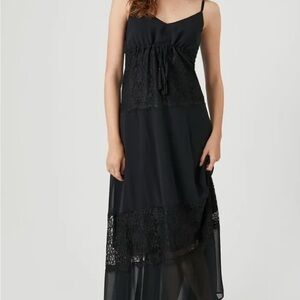forever 21 black lace maxi dress Forever 21 Contemporary Tan w Black Lace Long Dress High Neck Sleeveless Medium